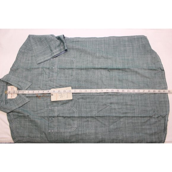 Weatherproof Vintage green short sleeve button front men's shirt L - Picture 14 of 15